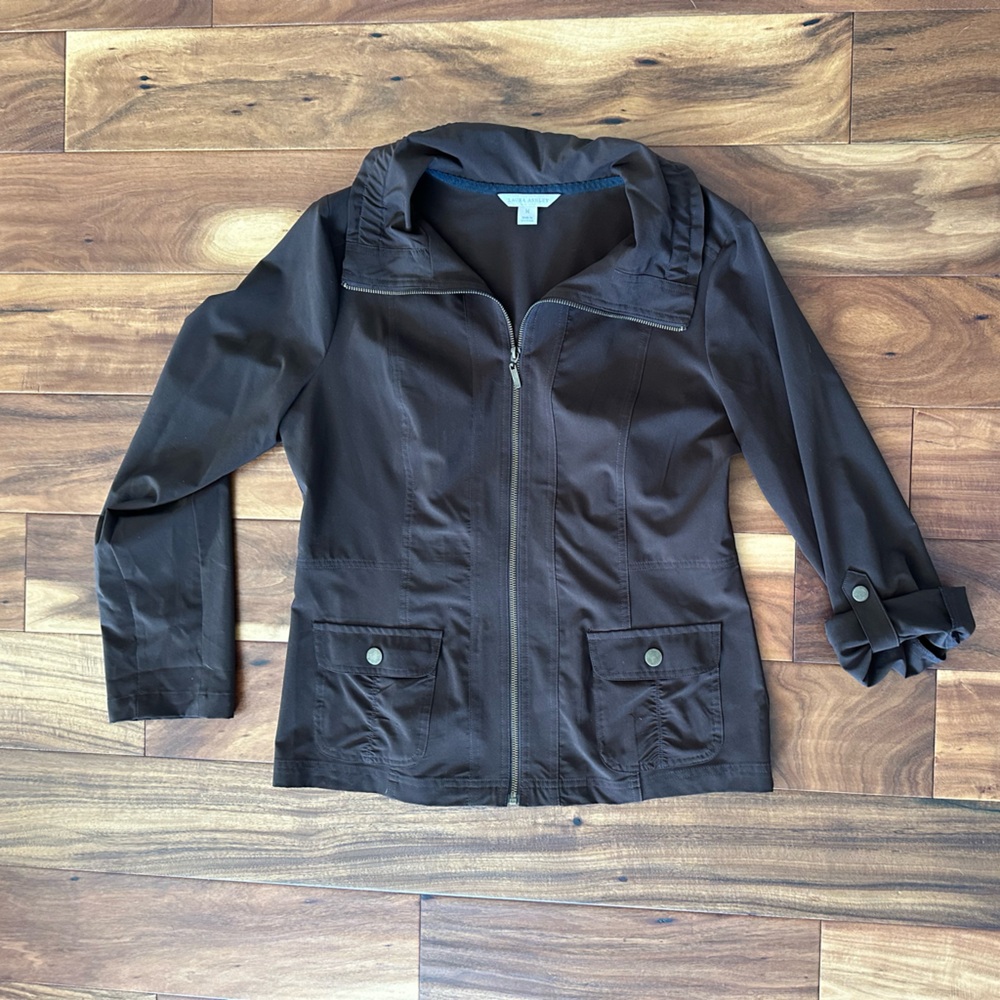 Laura Ashley Brown Zip-Front Lightweight Jacket size Medium